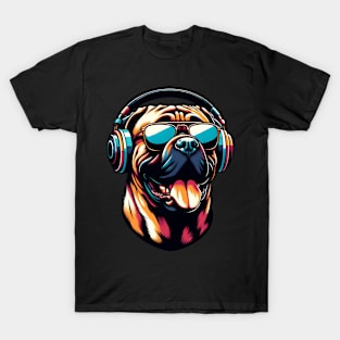 Bullmastiff as Smiling DJ in Japanese Art Style T-Shirt